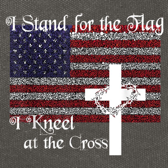 Stand For The Flag, I Kneel At The Cross Patriotic Christian Cotton Canvas Backpack