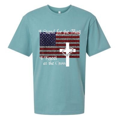 Stand For The Flag, I Kneel At The Cross Patriotic Christian Sueded Cloud Jersey T-Shirt