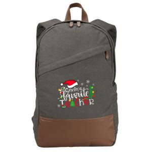 Santa's Favorite Teacher Funny Christmas Santa Hat Xmas Holiday Cotton Canvas Backpack