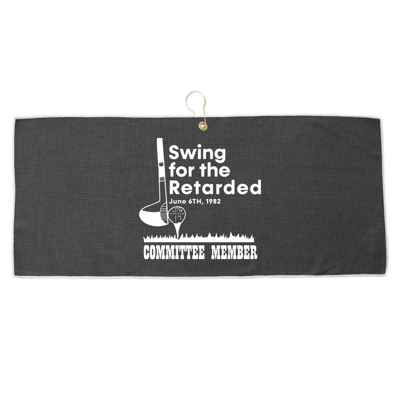 Swing For The Retarded Large Microfiber Waffle Golf Towel