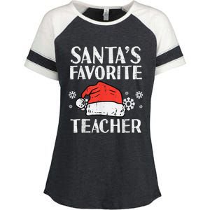 Santas Favorite Teacher Funny Teacher Christmas Xmas Enza Ladies Jersey Colorblock Tee