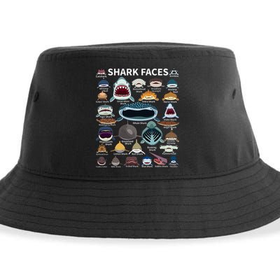 Shark Faces Type Of Shark Shark Faces Of All Kinds Sustainable Bucket Hat