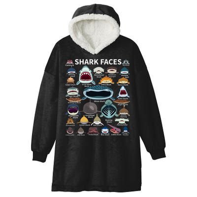 Shark Faces Type Of Shark Shark Faces Of All Kinds Hooded Wearable Blanket