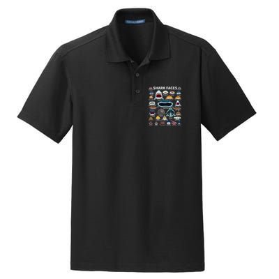 Shark Faces Type Of Shark Shark Faces Of All Kinds Dry Zone Grid Polo