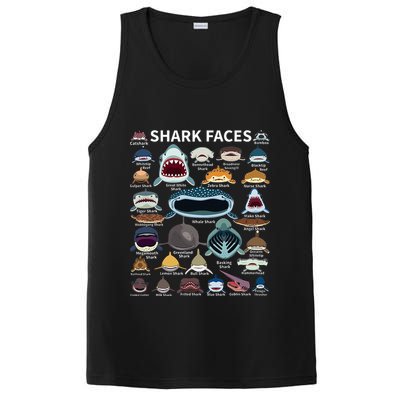 Shark Faces Type Of Shark Shark Faces Of All Kinds PosiCharge Competitor Tank