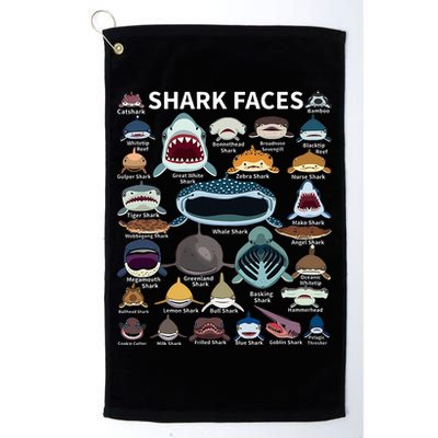 Shark Faces Type Of Shark Shark Faces Of All Kinds Golf Towel