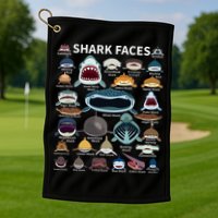 Shark Faces Type Of Shark Shark Faces Of All Kinds Golf Towel