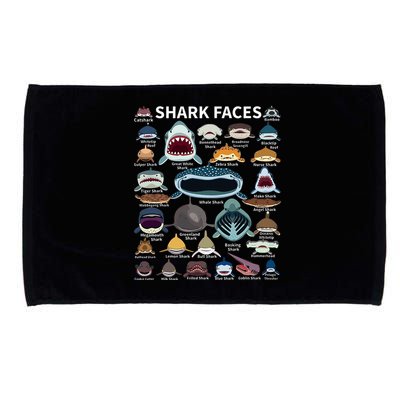 Shark Faces Type Of Shark Shark Faces Of All Kinds Microfiber Hand Towel