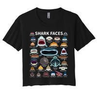 Shark Faces Type Of Shark Shark Faces Of All Kinds Crop Top