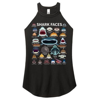 Shark Faces Type Of Shark Shark Faces Of All Kinds Women's Perfect Tri Rocker Tank