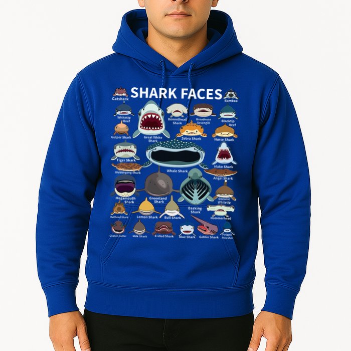 Shark Faces Type Of Shark Shark Faces Of All Kinds Hoodie