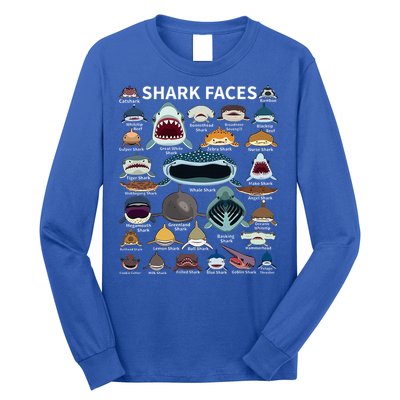 Shark Faces Type Of Shark Shark Faces Of All Kinds Long Sleeve Shirt