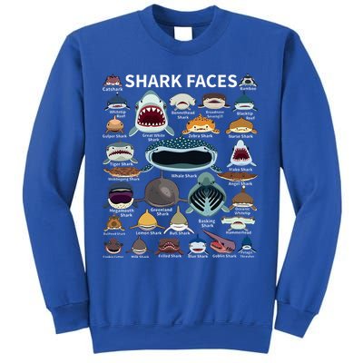 Shark Faces Type Of Shark Shark Faces Of All Kinds Sweatshirt