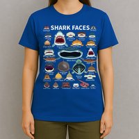 Shark Faces Type Of Shark Shark Faces Of All Kinds T-Shirt