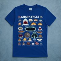 Shark Faces Type Of Shark Shark Faces Of All Kinds T-Shirt