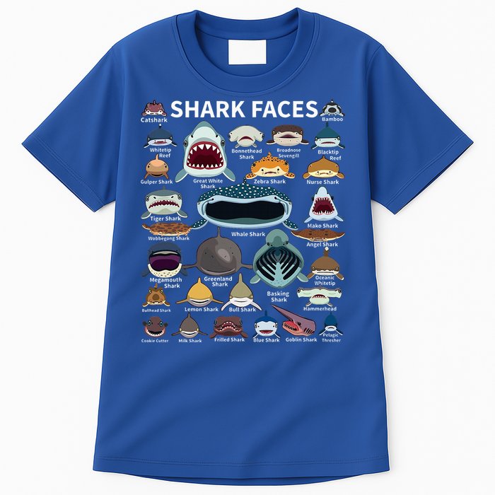 Shark Faces Type Of Shark Shark Faces Of All Kinds Tall T-Shirt