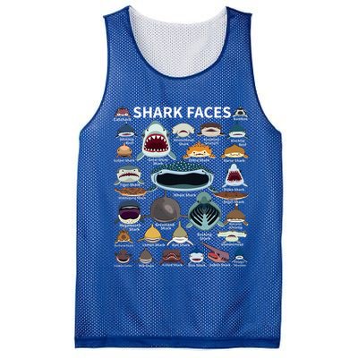 Shark Faces Type Of Shark Shark Faces Of All Kinds Mesh Reversible Basketball Jersey Tank