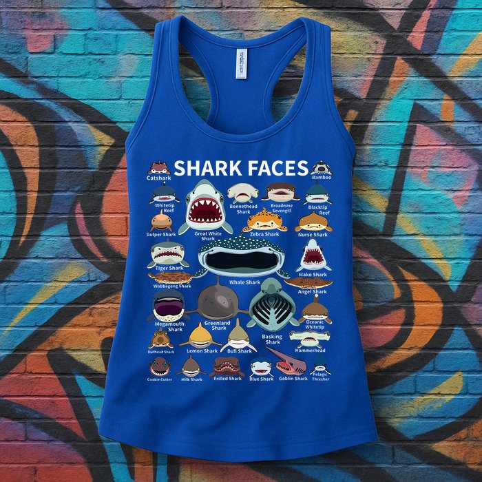 Shark Faces Type Of Shark Shark Faces Of All Kinds Womens Tank Top