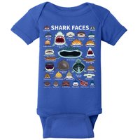 Shark Faces Type Of Shark Shark Faces Of All Kinds Baby Bodysuit