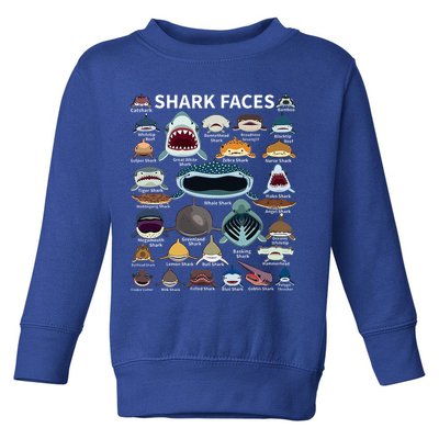 Shark Faces Type Of Shark Shark Faces Of All Kinds Toddler Sweatshirt
