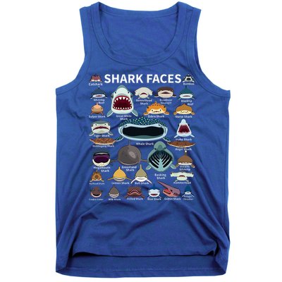 Shark Faces Type Of Shark Shark Faces Of All Kinds Tank Top