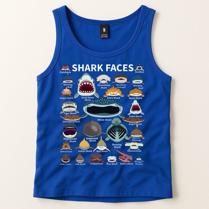 Shark Faces Type Of Shark Shark Faces Of All Kinds Tank Top