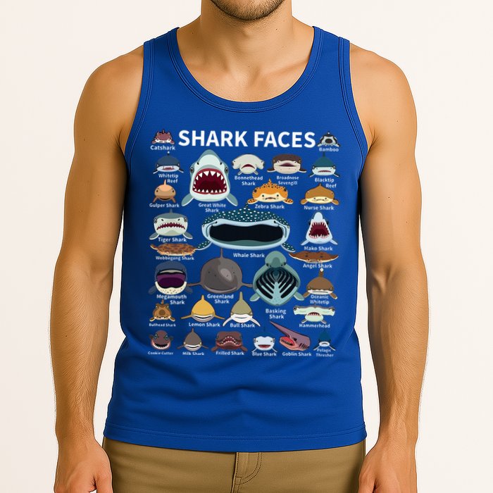 Shark Faces Type Of Shark Shark Faces Of All Kinds Tank Top