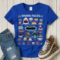 Shark Faces Type Of Shark Shark Faces Of All Kinds Womens T-Shirt