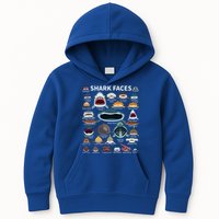 Shark Faces Type Of Shark Shark Faces Of All Kinds Kids Hoodie