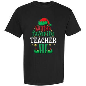 Santa's Favorite Teacher Elf Christmas Family Matching Garment-Dyed Heavyweight T-Shirt