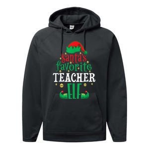 Santa's Favorite Teacher Elf Christmas Family Matching Performance Fleece Hoodie