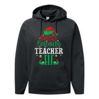 Santa's Favorite Teacher Elf Christmas Family Matching Performance Fleece Hoodie