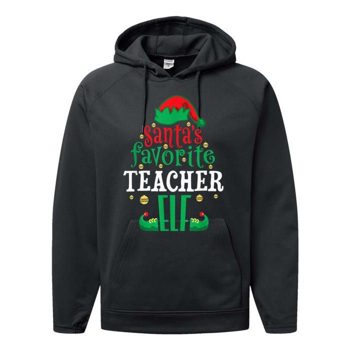 Santa's Favorite Teacher Elf Christmas Family Matching Performance Fleece Hoodie