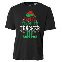 Santa's Favorite Teacher Elf Christmas Family Matching Cooling Performance Crew T-Shirt