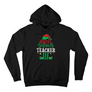 Santa's Favorite Teacher Elf Christmas Family Matching Hoodie