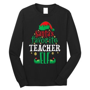 Santa's Favorite Teacher Elf Christmas Family Matching Long Sleeve Shirt