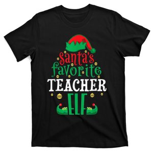 Santa's Favorite Teacher Elf Christmas Family Matching T-Shirt