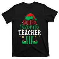 Santa's Favorite Teacher Elf Christmas Family Matching T-Shirt