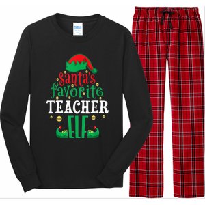 Santa's Favorite Teacher Elf Christmas Family Matching Long Sleeve Pajama Set