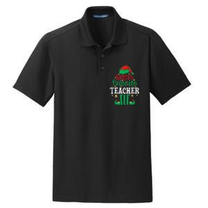 Santa's Favorite Teacher Elf Christmas Family Matching Dry Zone Grid Polo