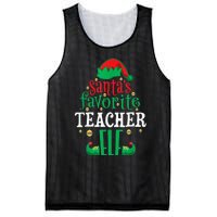 Santa's Favorite Teacher Elf Christmas Family Matching Mesh Reversible Basketball Jersey Tank