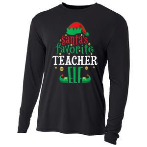 Santa's Favorite Teacher Elf Christmas Family Matching Cooling Performance Long Sleeve Crew