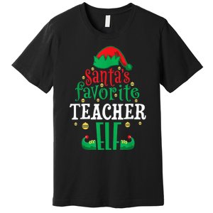 Santa's Favorite Teacher Elf Christmas Family Matching Premium T-Shirt