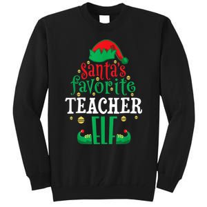 Santa's Favorite Teacher Elf Christmas Family Matching Tall Sweatshirt