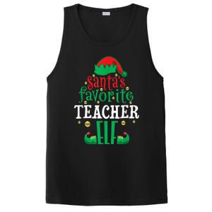 Santa's Favorite Teacher Elf Christmas Family Matching PosiCharge Competitor Tank