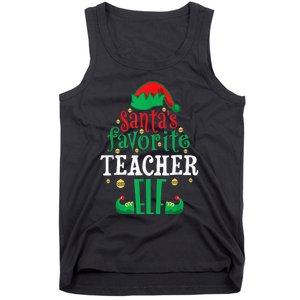 Santa's Favorite Teacher Elf Christmas Family Matching Tank Top