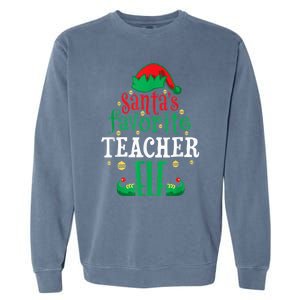 Santa's Favorite Teacher Elf Christmas Family Matching Garment-Dyed Sweatshirt