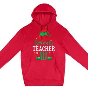 Santa's Favorite Teacher Elf Christmas Family Matching Premium Pullover Hoodie