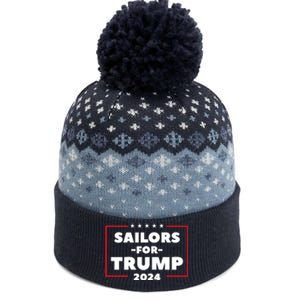 Sailors For Trump 2024 US Navy Donald Trump Support The Baniff Cuffed Pom Beanie