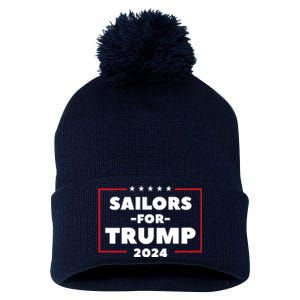 Sailors For Trump 2024 US Navy Donald Trump Support Pom Pom 12in Knit Beanie